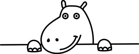 Smiling Hippo Peeking from Somethingのイラスト素材