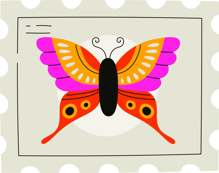 Butterfly on Postage Stampのイラスト素材
