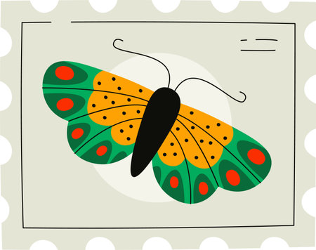 Butterfly on Postage Stampのイラスト素材