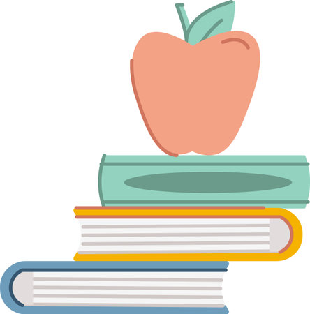 Stacked Books with Appleのイラスト素材