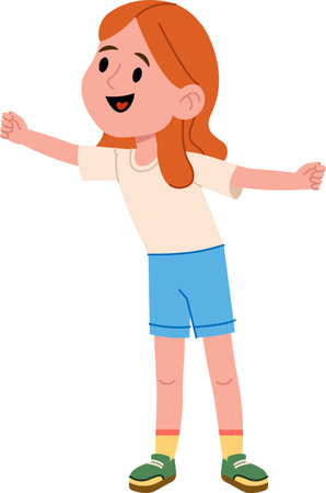 Happy Girl with Outstretched Armsのイラスト素材