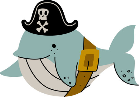 Pirate Whale with Hatのイラスト素材