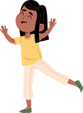 Joyful Child Girl Dancingのイラスト素材