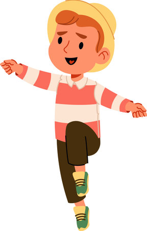 Happy Boy Dancing Joyfullyのイラスト素材