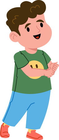 Cheerful Boy Clapping Handsのイラスト素材