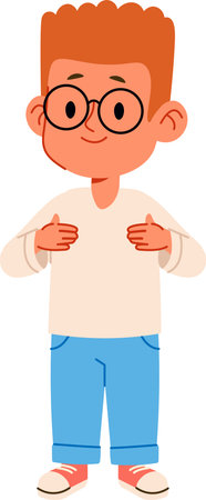 Boy with Glasses and Casual Outfitのイラスト素材