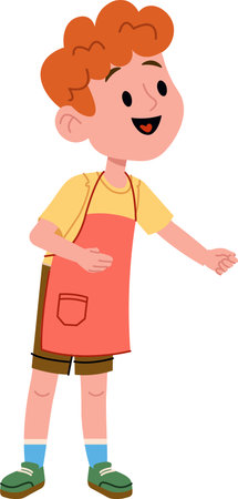 Cheerful Boy in Apronのイラスト素材