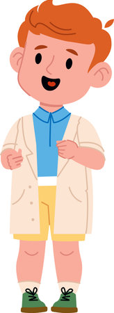 Cheerful Boy in Lab Coatのイラスト素材