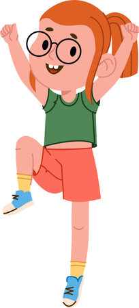 Cheerful Girl Jumping with Joyのイラスト素材