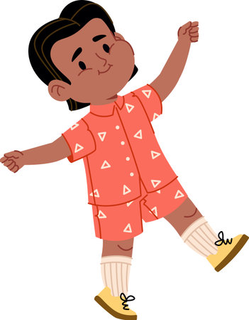 Joyful Child in Playful Outfitのイラスト素材