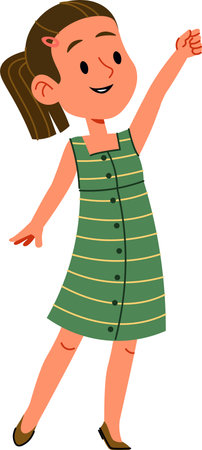 Smiling Girl in Striped Dressのイラスト素材