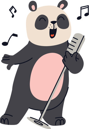 Singing Panda with Microphoneのイラスト素材