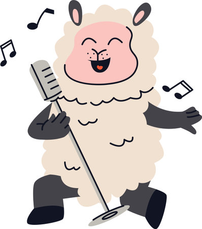Singing Sheep with Microphoneのイラスト素材
