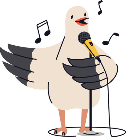 Singing Bird with Microphoneのイラスト素材