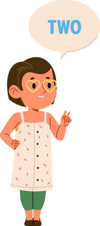 Girl \ Counting Two with Speech Bubbleのイラスト素材