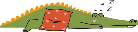 Sleeping Crocodile with Pillowのイラスト素材