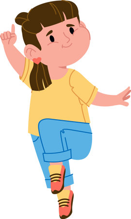 Happy Girl Dancing Joyfullyのイラスト素材