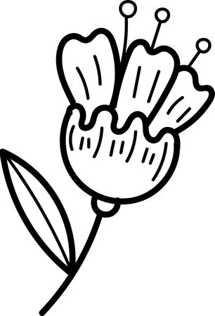 Hand-Drawn Flower with Leafのイラスト素材