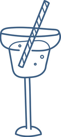 Cocktail Glass with Straw Doodleのイラスト素材