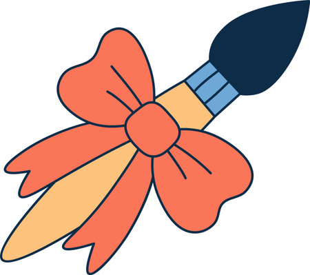 Paintbrush with Decorative Bowのイラスト素材