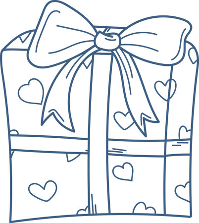 Gift Box with Heart Pattern Doodleのイラスト素材