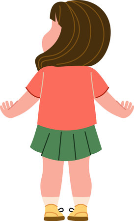 Girl Standing with Short Hair Back Viewのイラスト素材