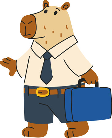 Business Hippo with Briefcaseのイラスト素材