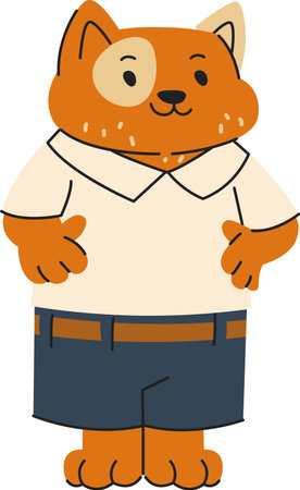 Cartoon Cat in Casual Outfitのイラスト素材