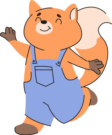 Cheerful Fox in Overallsのイラスト素材