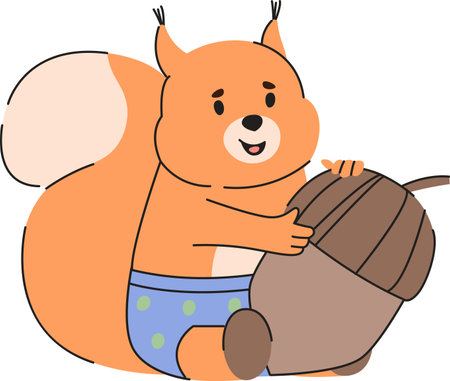 Cheerful Squirrel with Acornのイラスト素材