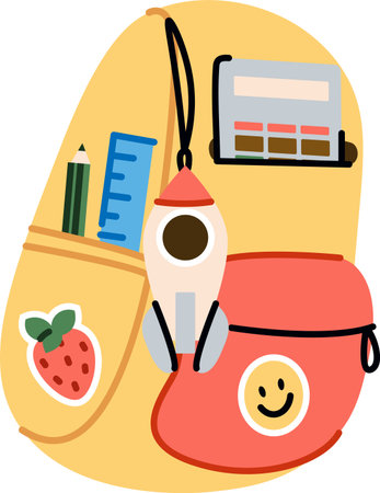 Backpack with School Suppliesのイラスト素材