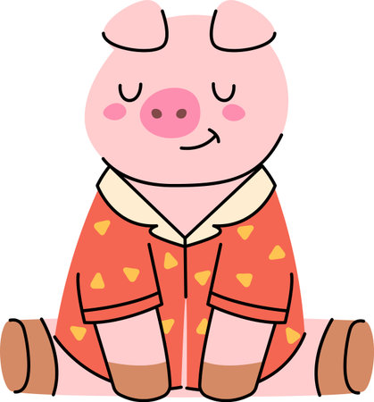 Pig in Cozy Pajamas Sleepingのイラスト素材