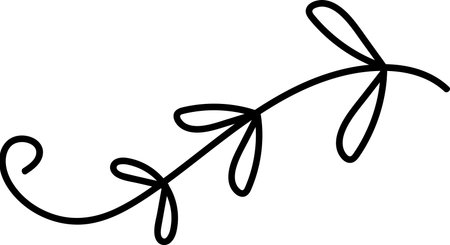 Curved Leafy Line Artのイラスト素材