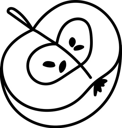 Outlined Apple Sliceのイラスト素材