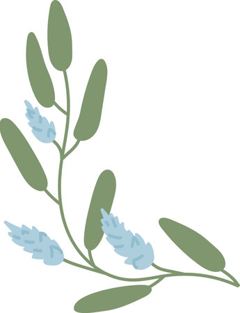 Floral Branch with Leavesのイラスト素材