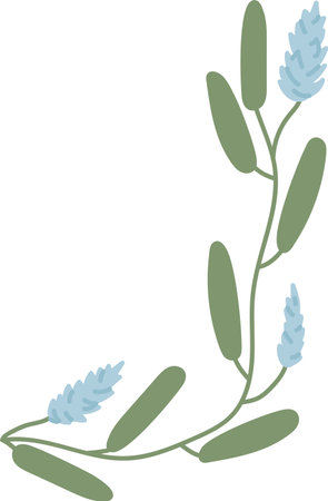 Leafy Branch with Flowersのイラスト素材