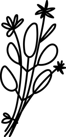 Floral Line Art Bouquetのイラスト素材