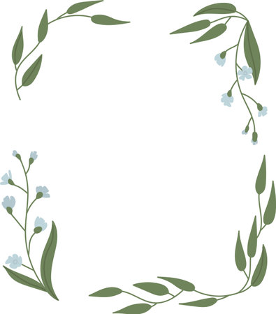 Wedding Floral Frame with Leaves and Budsのイラスト素材