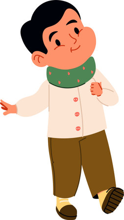 Smiling Boy in Autumn Clothesのイラスト素材