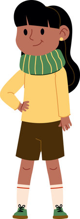 Smiling Girl in Winter Outfitのイラスト素材