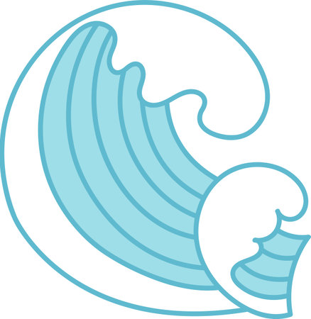 Curved Ocean Wave Drawingのイラスト素材