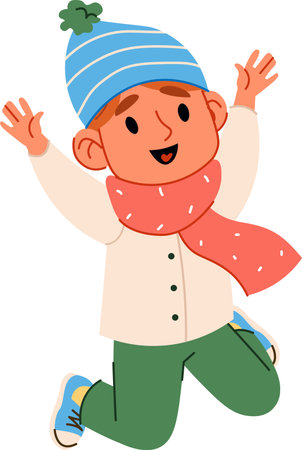 Cartoon Boy in Autumn Outfitのイラスト素材