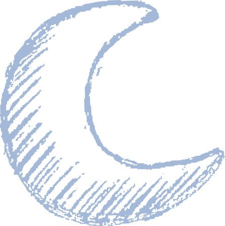 Sketchy Crescent Moon Drawingのイラスト素材