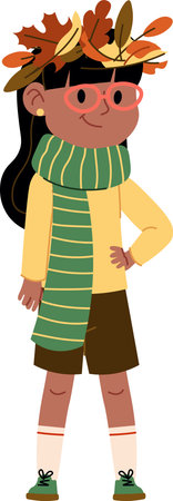 Autumn Girl with Leaf Crownのイラスト素材