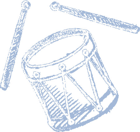 Sketch Drum and Sticksのイラスト素材