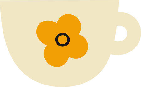 Flower Decorated Coffee Cupのイラスト素材