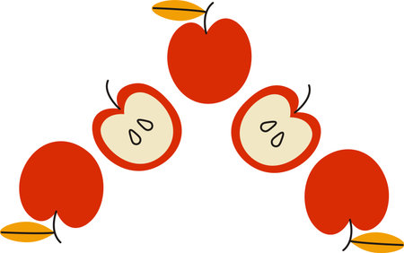 Cartoon Apples with Leaves Cornerのイラスト素材