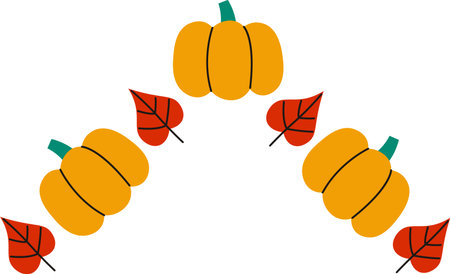 Pumpkins and Leaves Cornerのイラスト素材