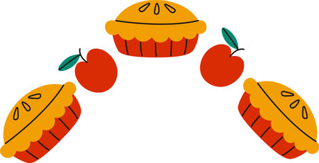 Cartoon Pies and Apples Cornerのイラスト素材