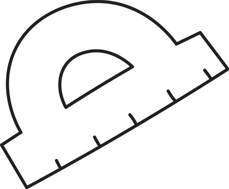 Protractor with Ruler Outlineのイラスト素材